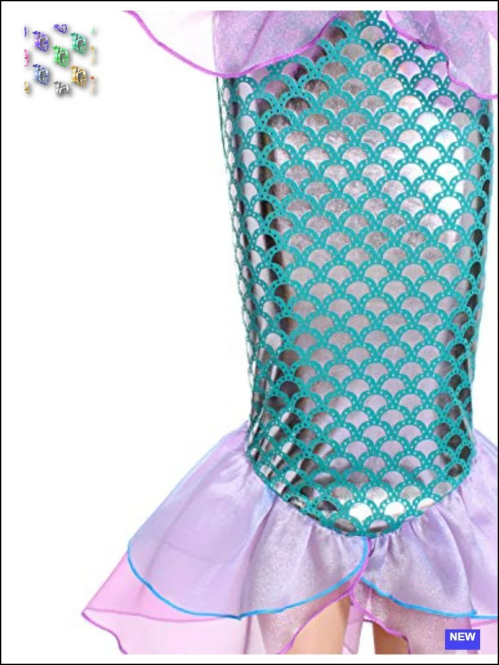 Little Mermaid Girls Costume Dress Wig Crown Wand Halloween Cosplay